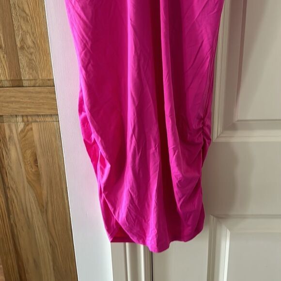 Carmen Marc Valvo small hot pink with gold hardware cowl swim cover up - Picture 7 of 8